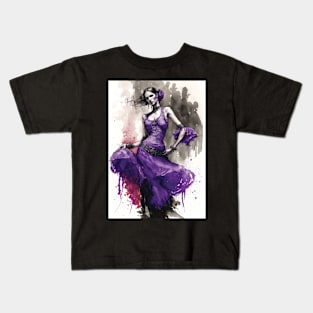 Flamenco Dancer - Watercolor Purple Kids T-Shirt